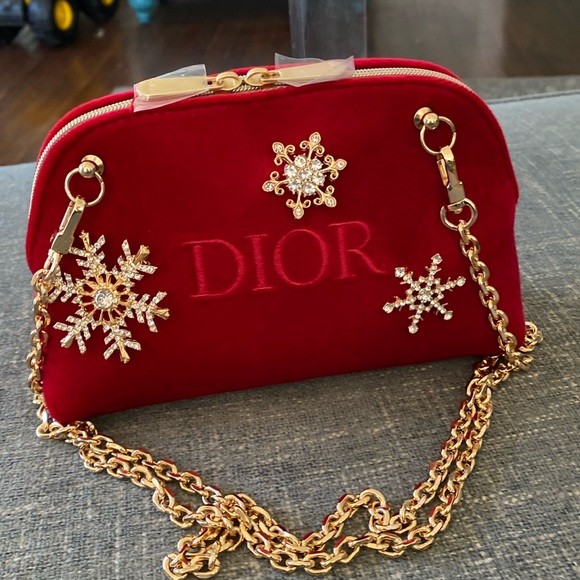 Dior Red Velvet Cosmetic Pouch - Picture 1 of 10